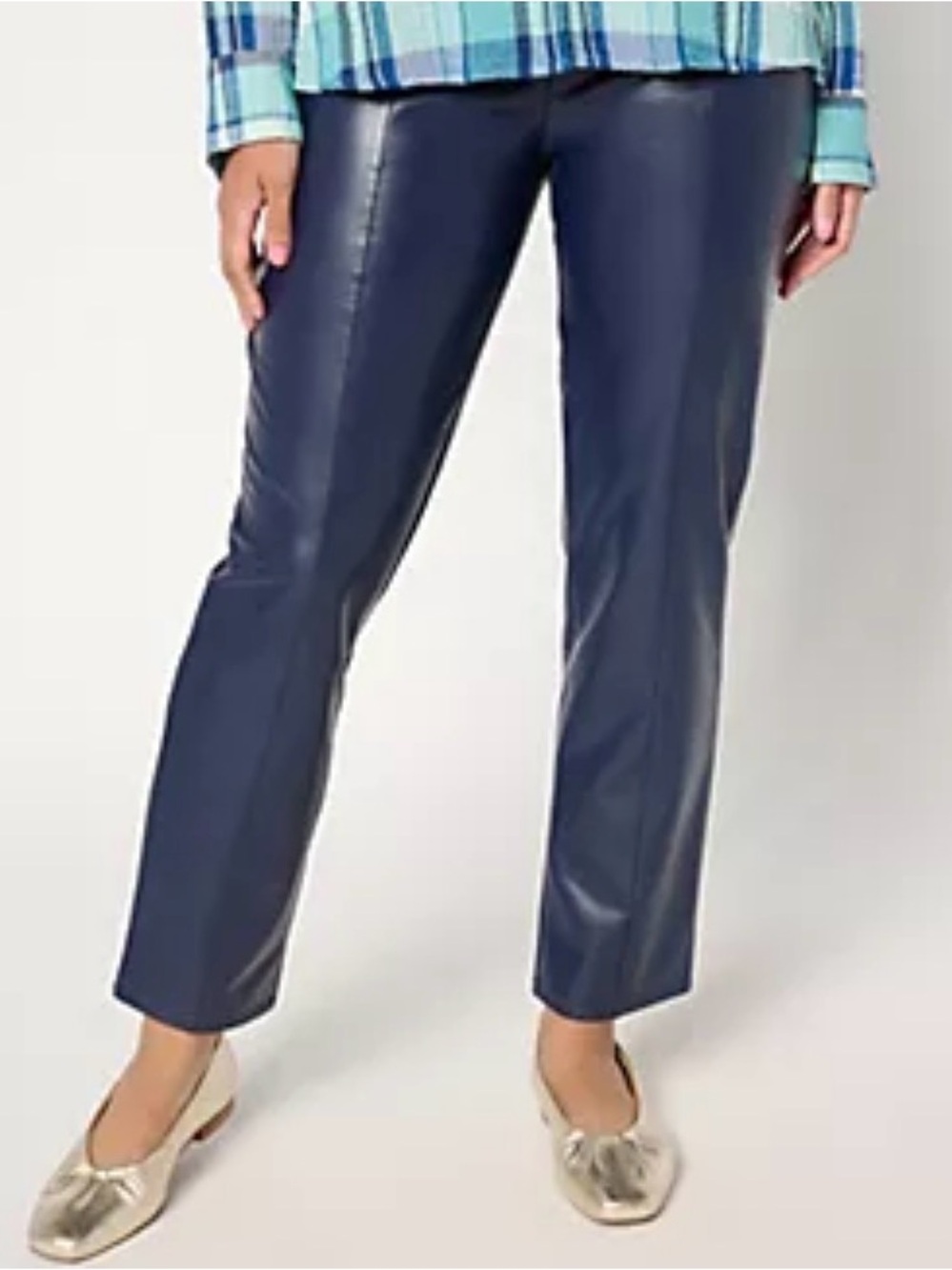 D&Co Faux Leather Signature Pull On Pants Navy 3X NWOT